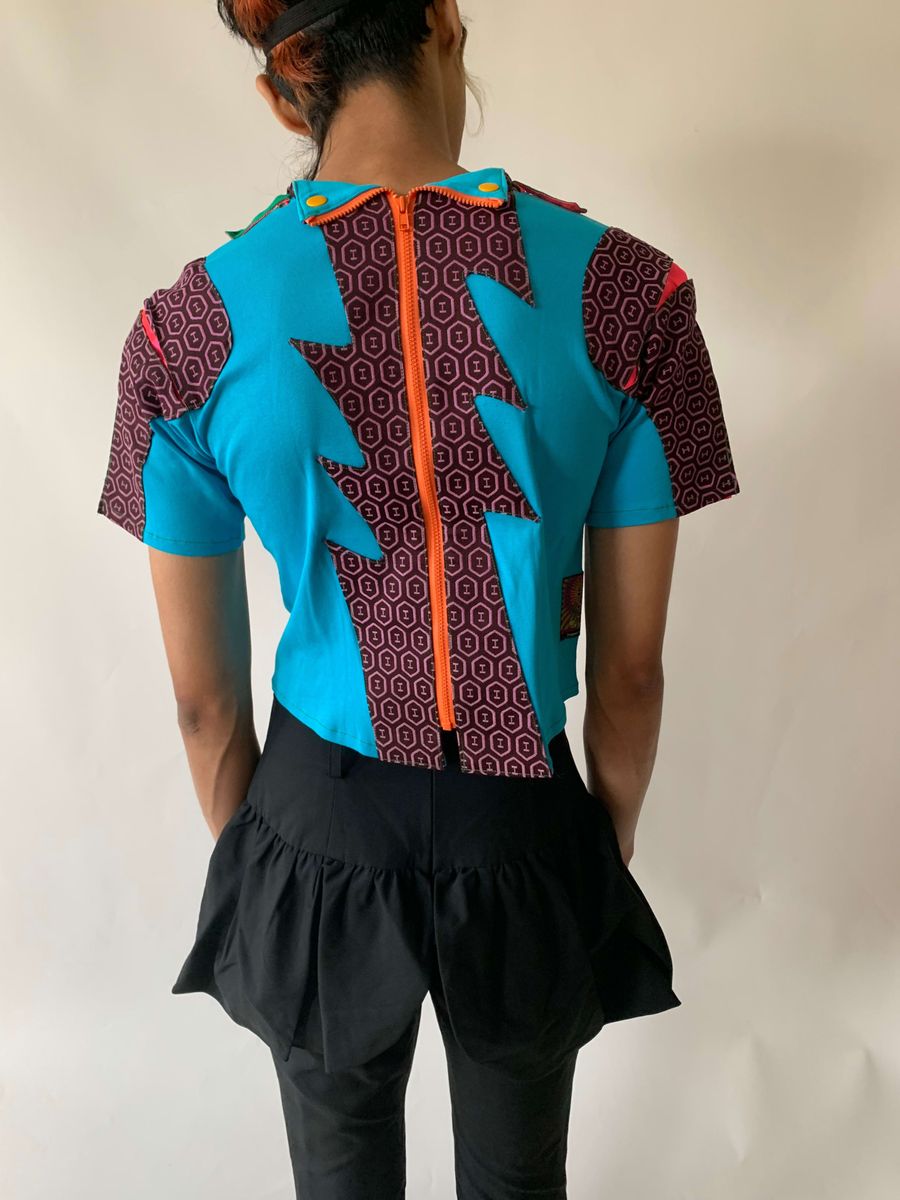 Takuya Angel Teal Patchwork Top product image