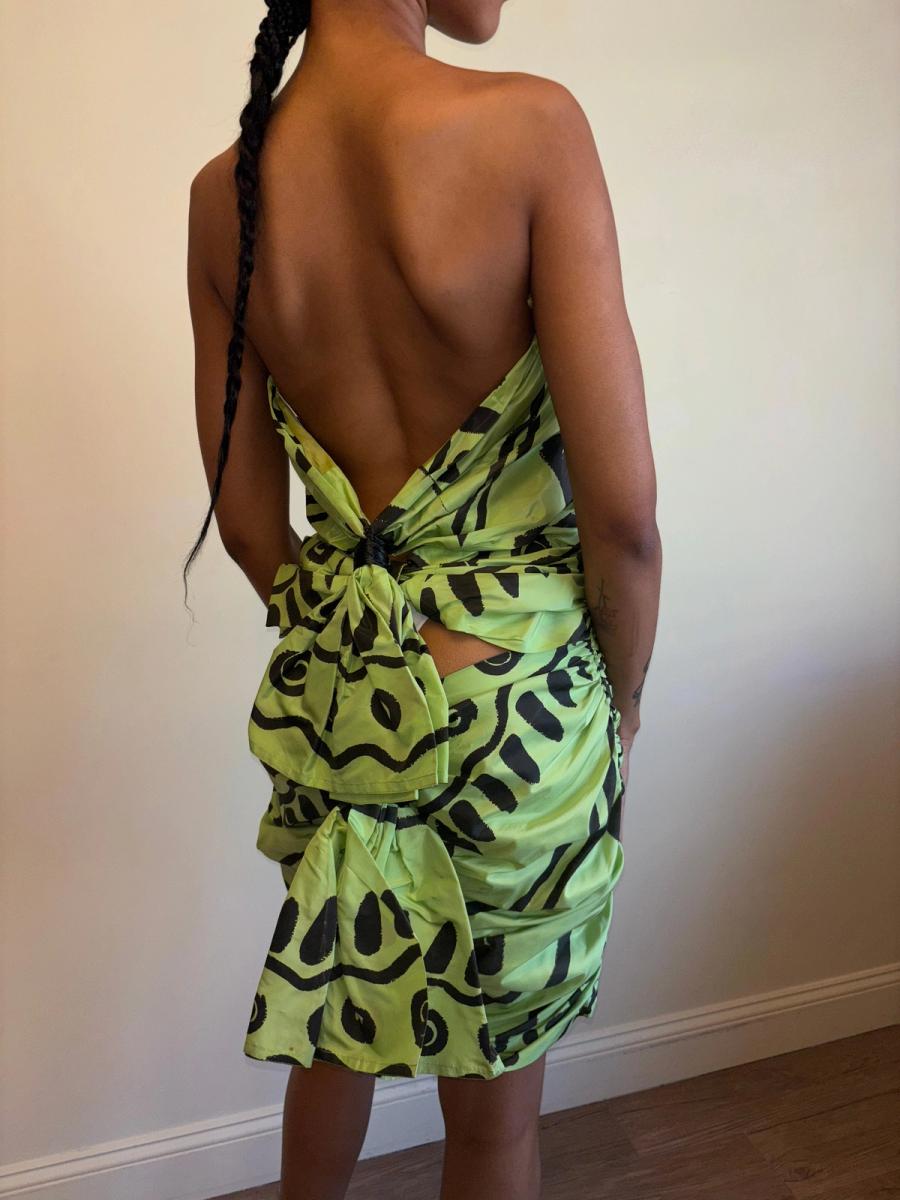 80s Angelo Tarlazzi Abstract Dress with Raffia product image