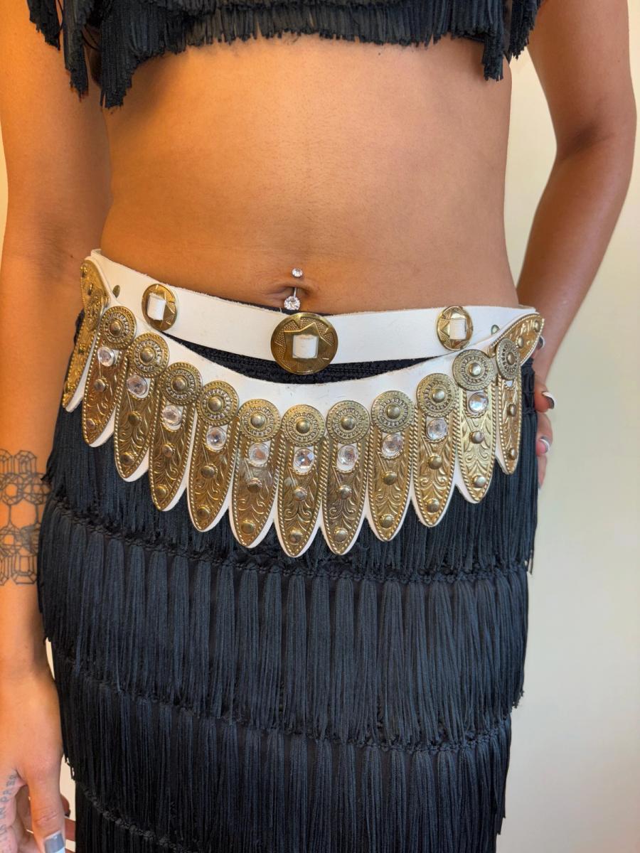 80s French Rhinestone Feather Belt product image