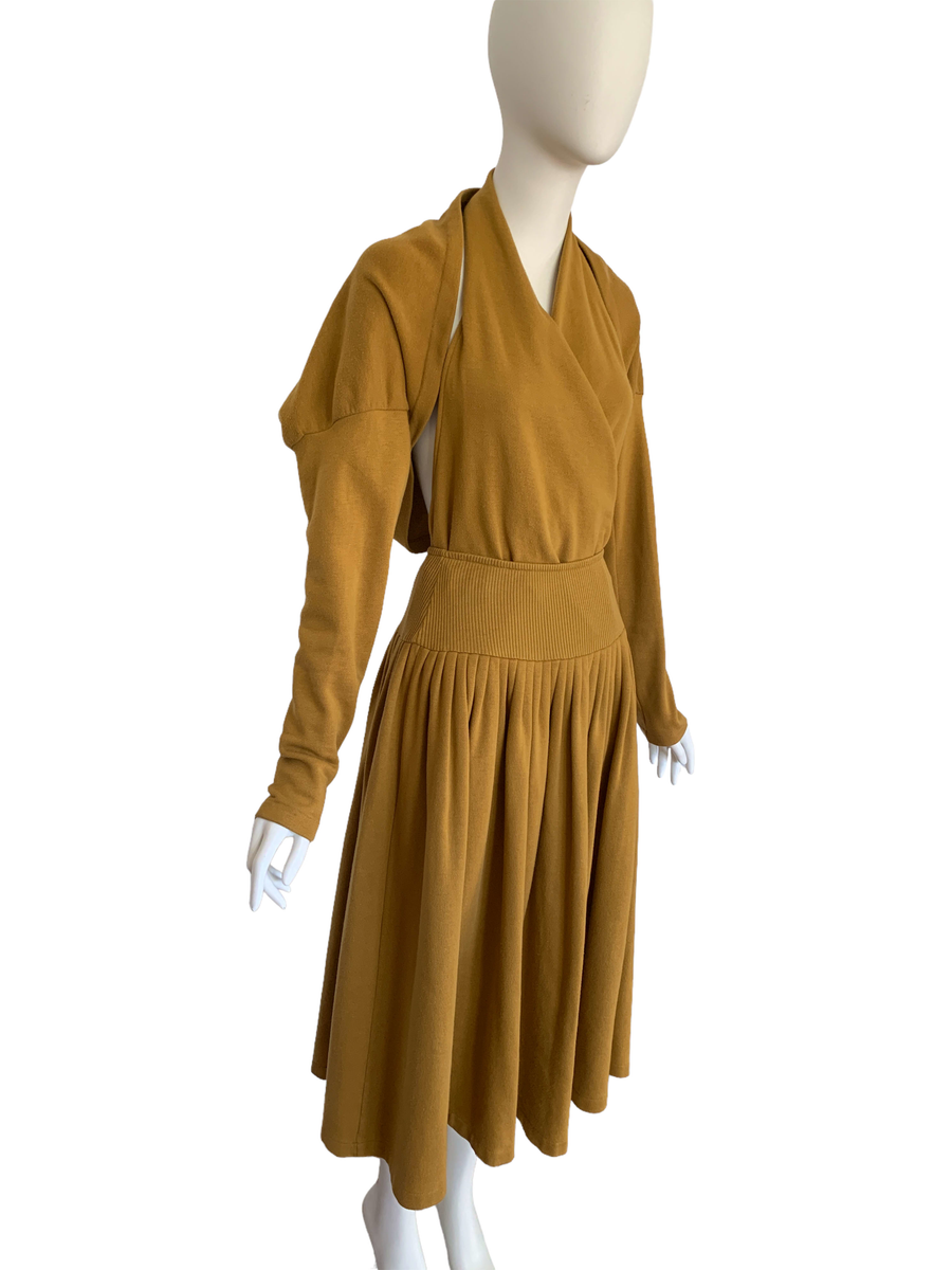 80s Norma Kamali Ochre 3 Piece Dress product image