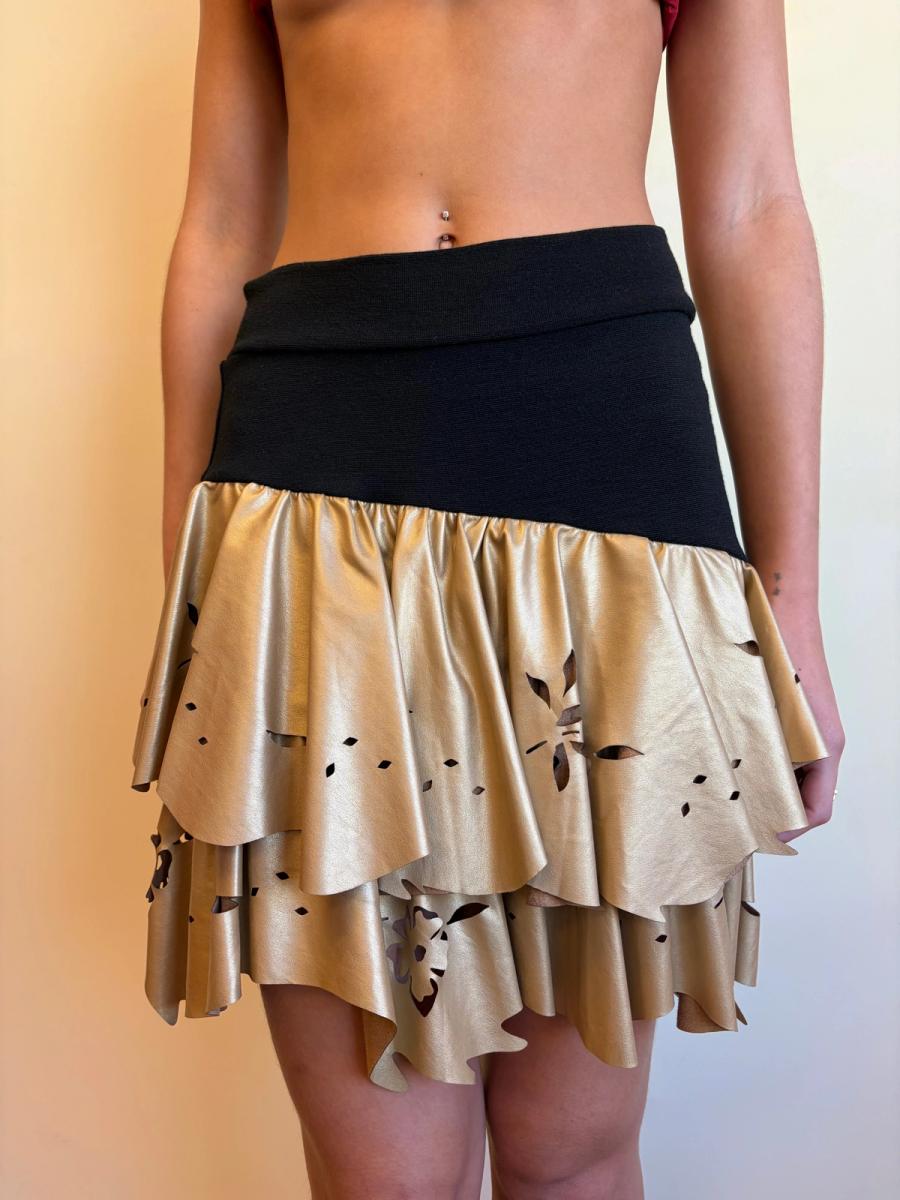 80s Yvan & Marzia Asymmetrical Gold Skirt product image