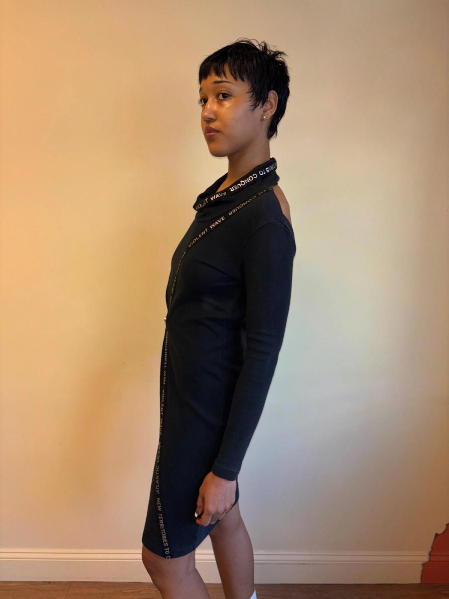 80s Kansai Yamamoto Suspender Clip Text Dress product image