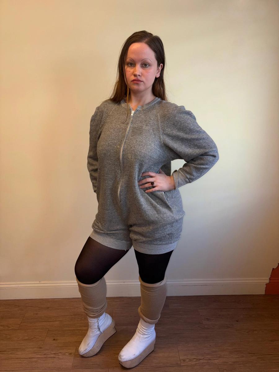 1980 Norma Kamali Gray Zip Up Jumpsuit product image