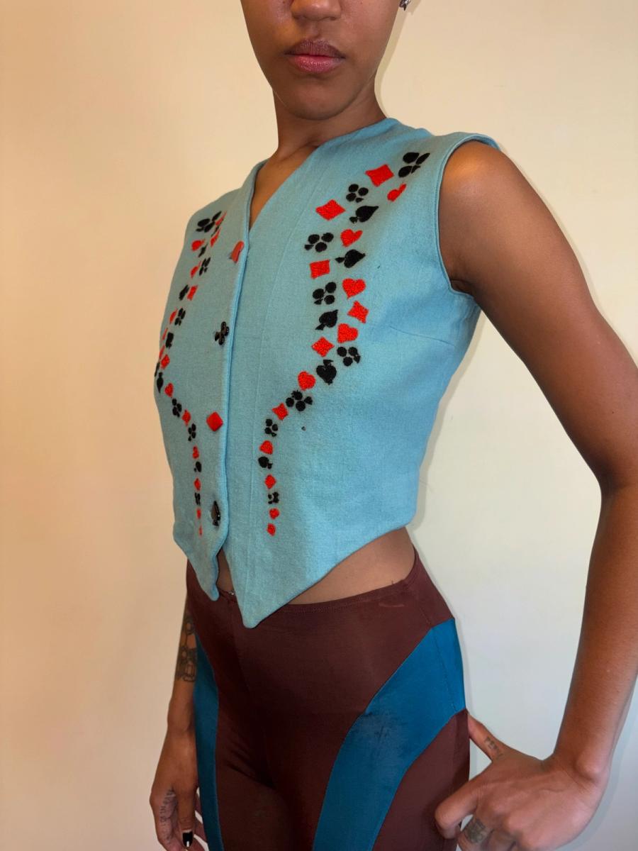 40s Playing Card Theme Embroidered Vest product image
