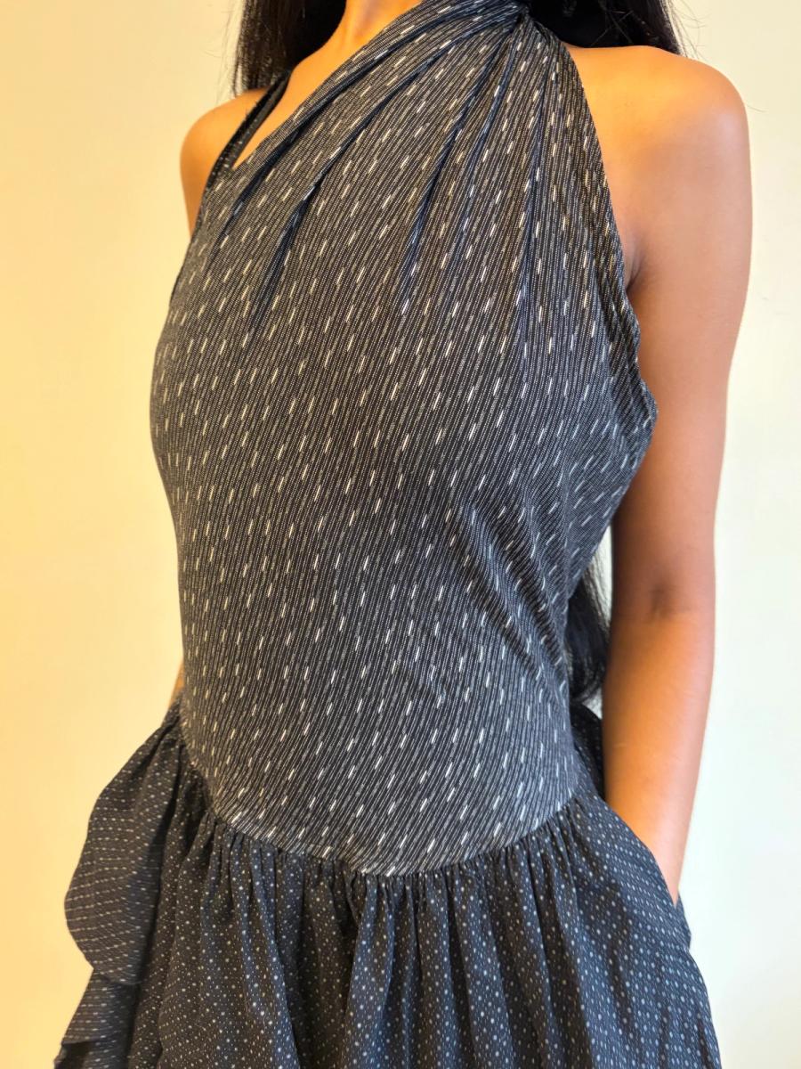 80s Popy Moreni Asymmetrical Ruched Dress product image