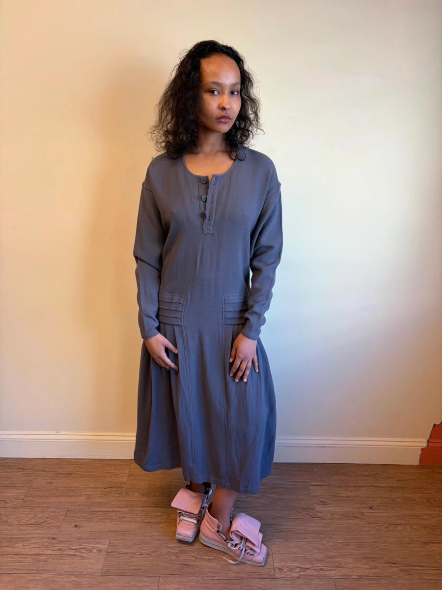 1980s Takezo Wool Crepe Drop-waist Dress product image