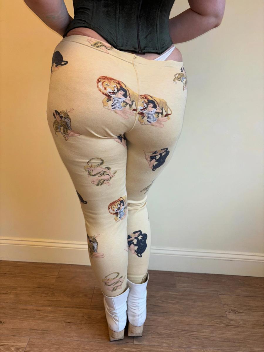 80s Krizia Big Cat and Pinup Girl Leggings product image