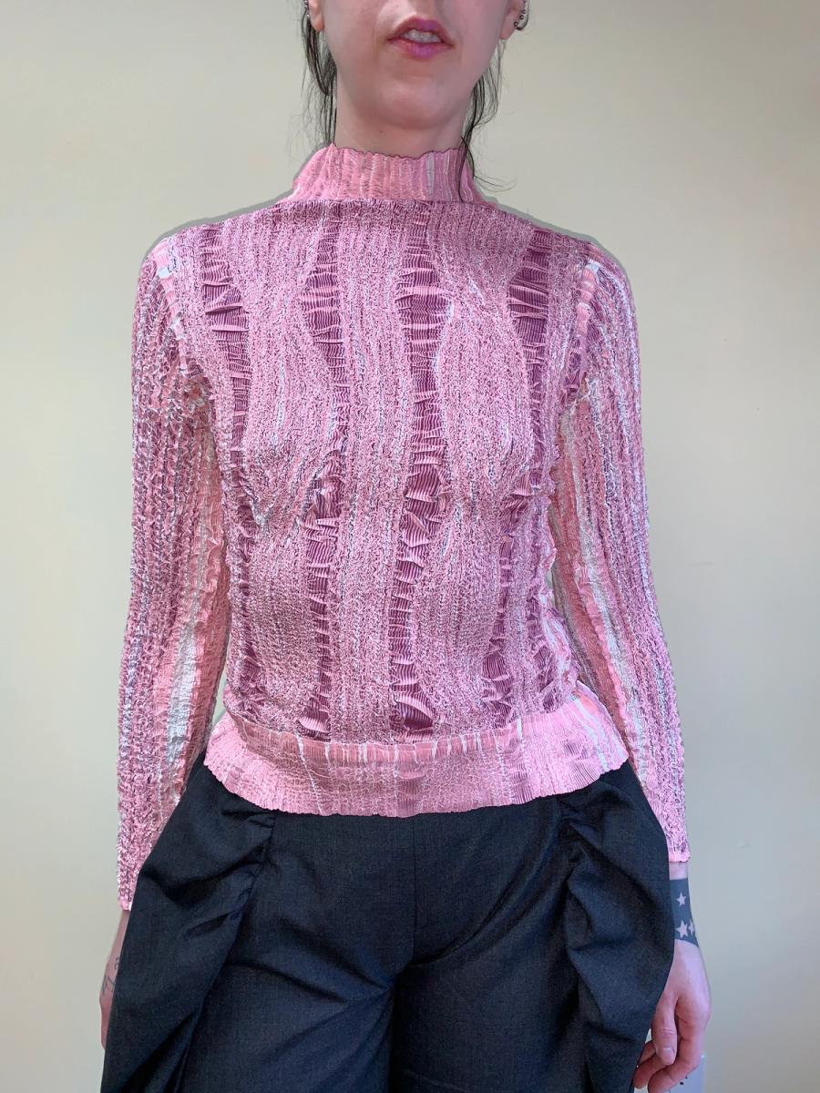 90s Yoshiki Hishinuma Pink Pleated Top product image