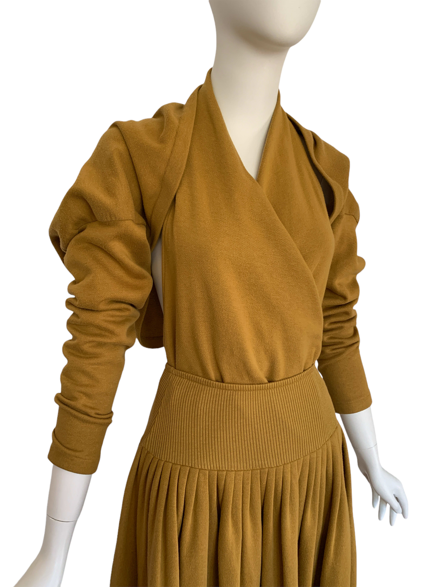 80s Norma Kamali Ochre 3 Piece Dress  product image