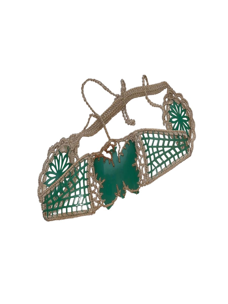 1920s French Celluloid Macrame Butterfly Headdress product image