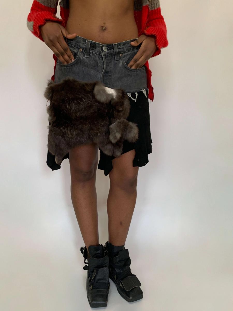 Tomoki Yurita Patchwork Fur Skirt product image