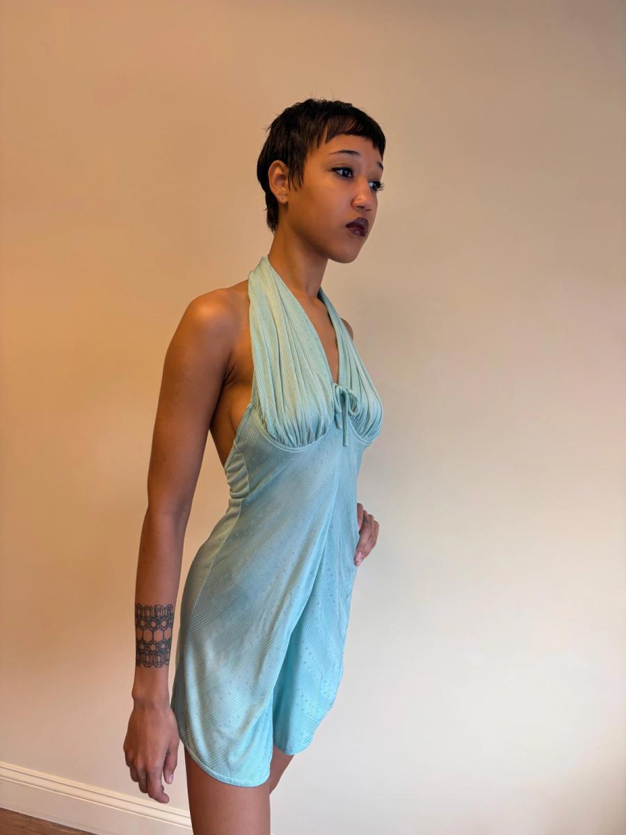 Vintage Chantal Thomass Aqua Halter Romper product image