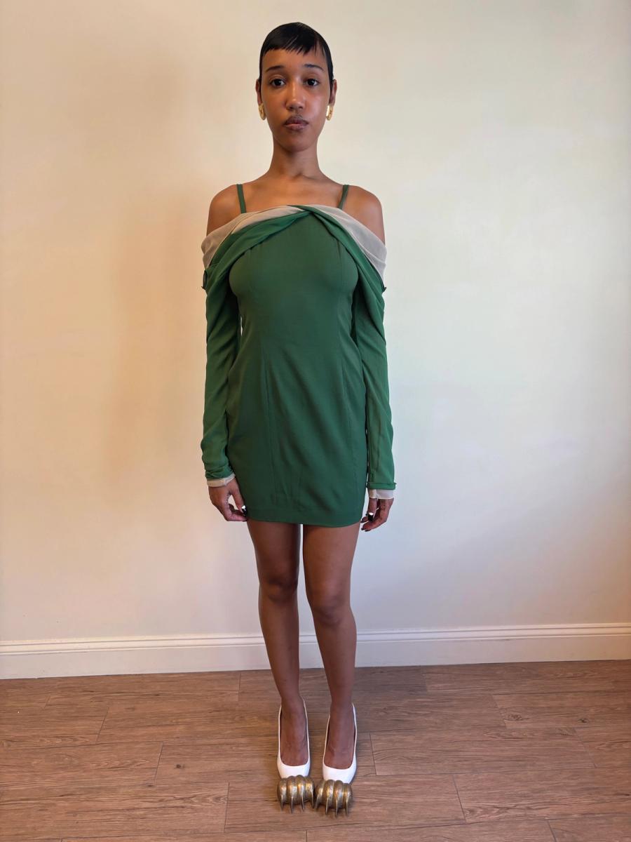 1980s Dolce & Gabbana Layered Chiffon Sleeve Dress product image