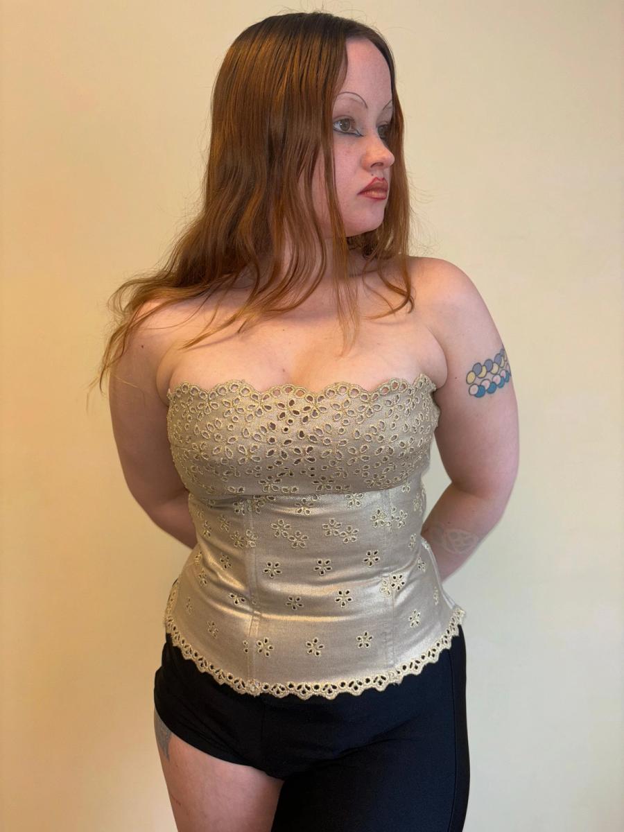 Vintage Lolita Lempicka Gold Eyelet Bustier product image