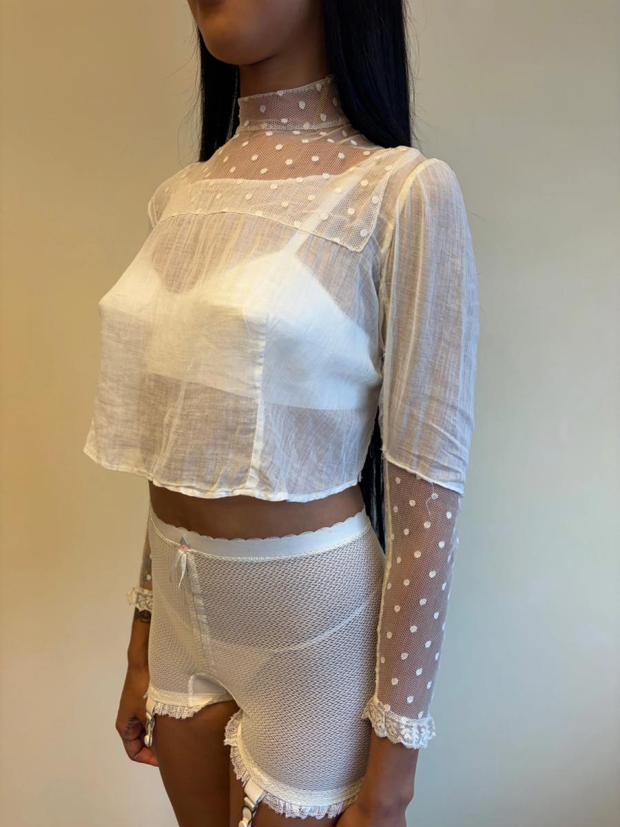 Edwardian White Lace Dot Blouse product image