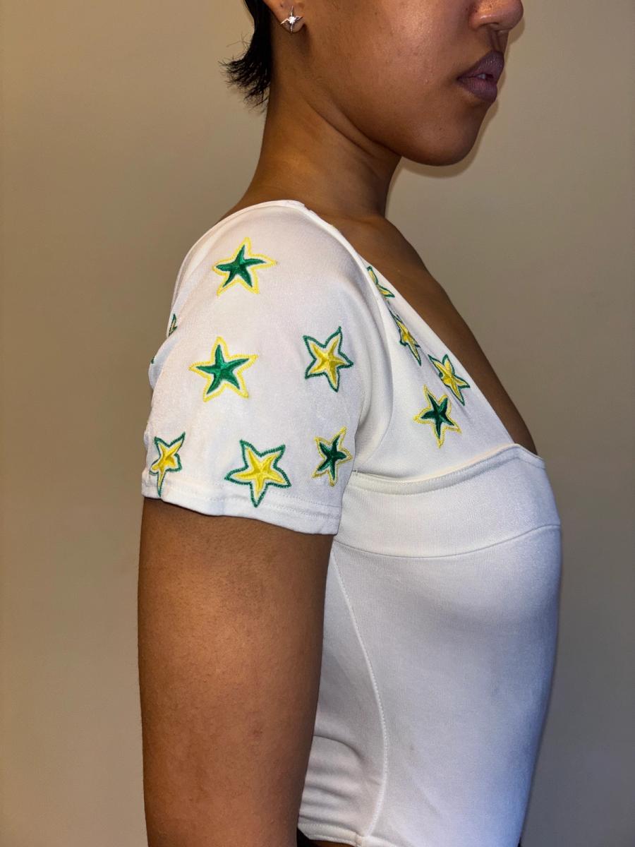 Christian Llinares Satin Leotard with Green Stars product image