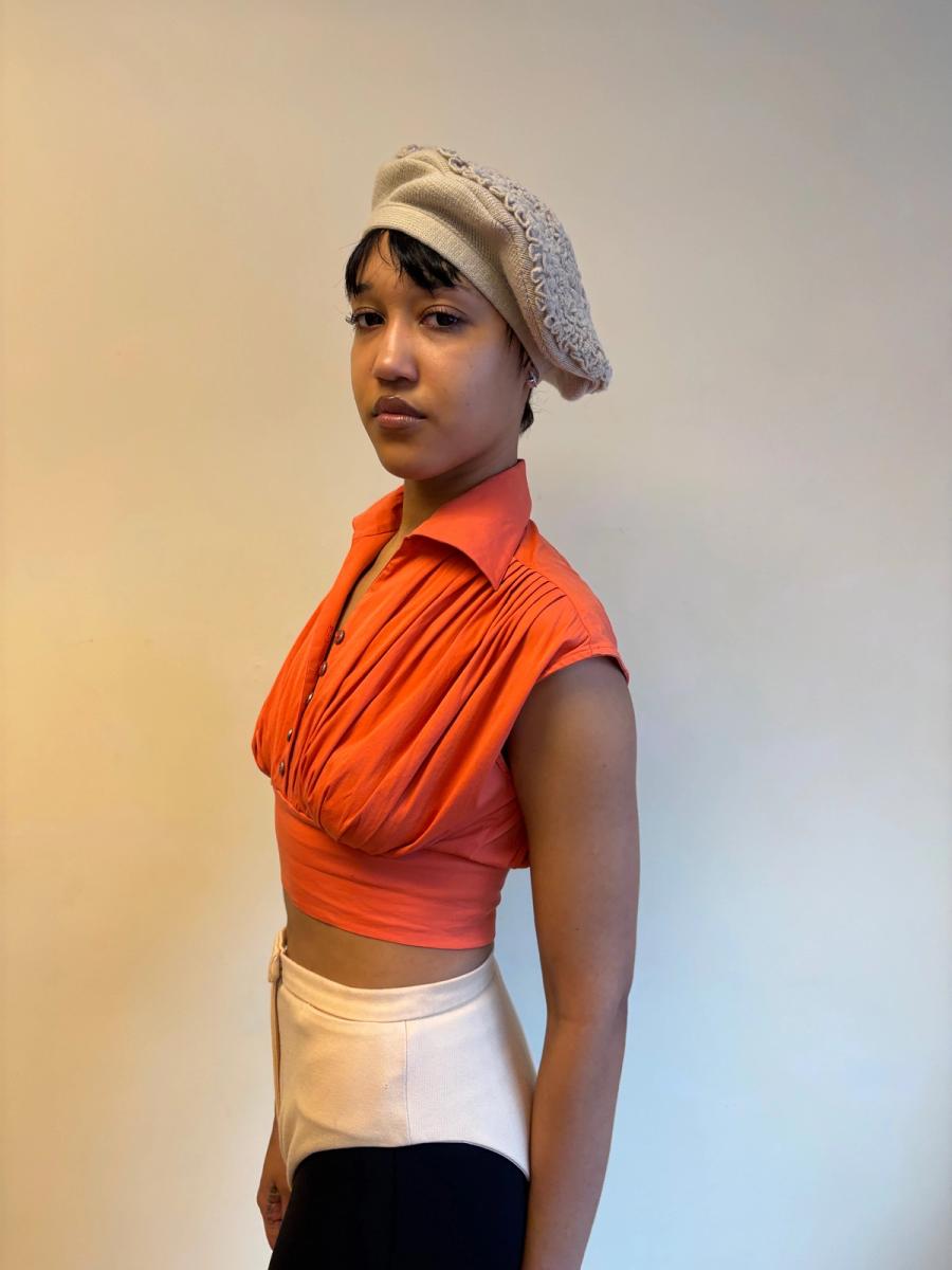 1980s Chantal Thomass Gray Ruffled Knit Beret product image