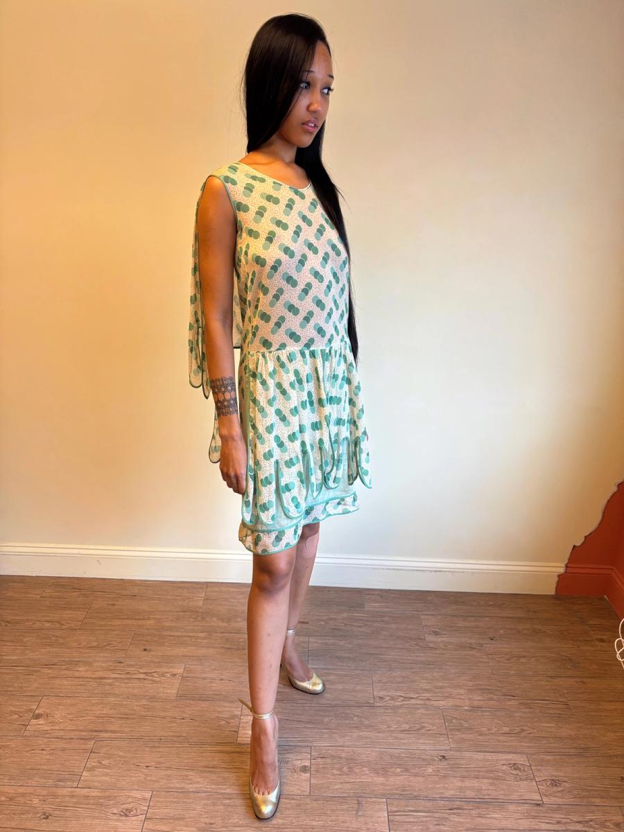 1920s Green Polka Dot Voile Day Dress product image