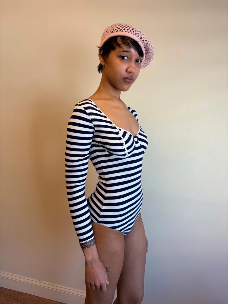 Vintage Chantal Thomass Striped Bustier Leotard product image