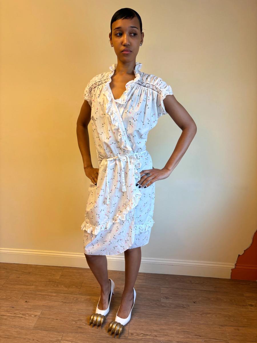 1980s Chantal Thomass Rosebud Peignoir Wrapdress 