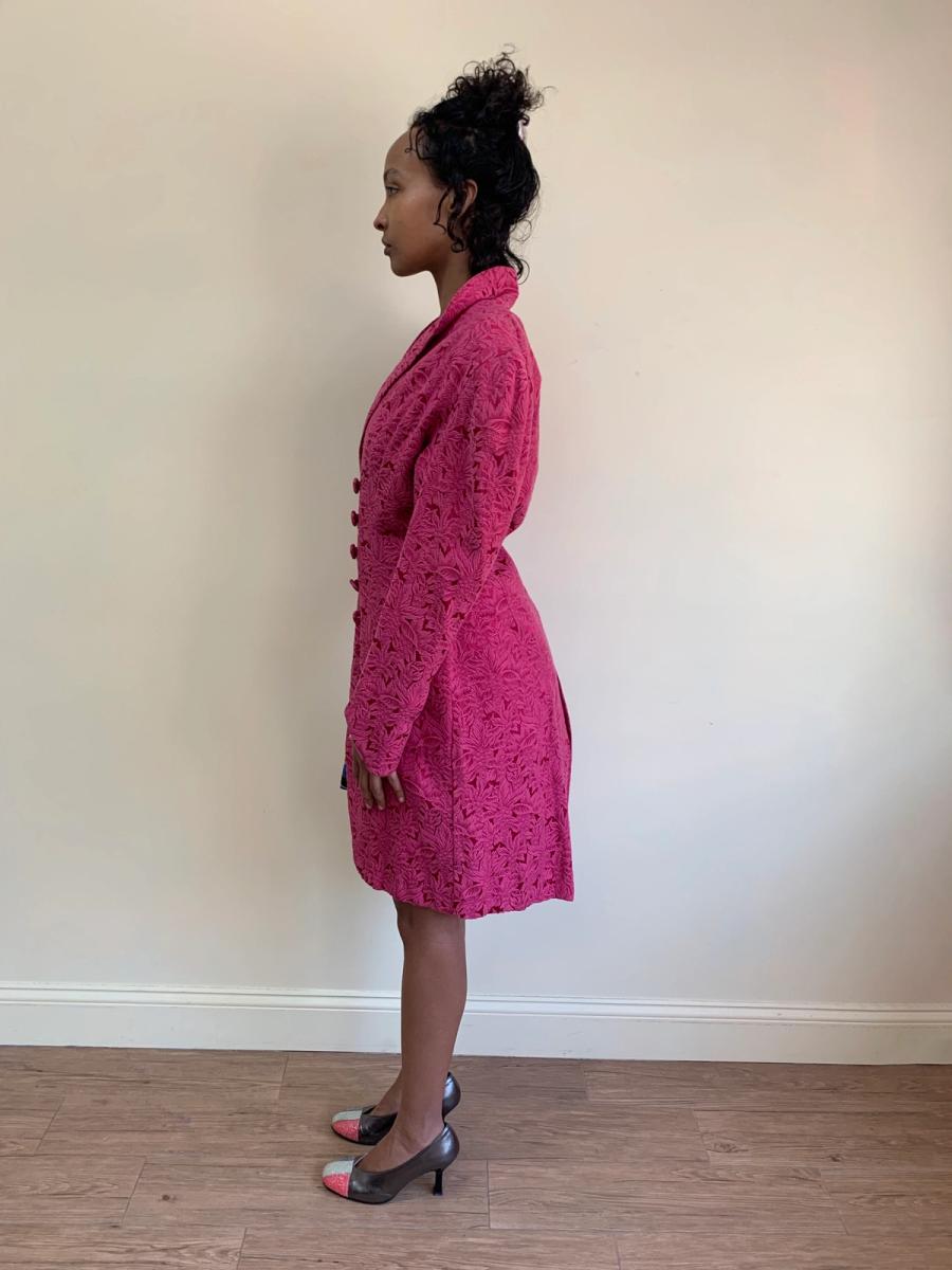 80s Norma Kamali Raspberry Brocade Jacket product image