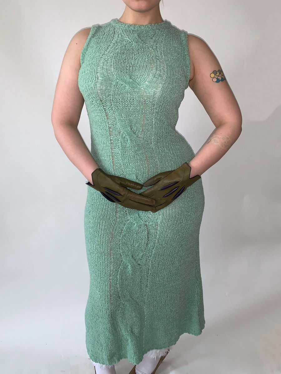 Beauty: Beast Sage Green Knit Maxi Dress product image
