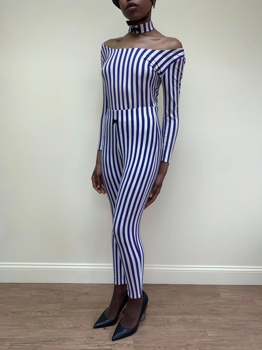 1992 Junior Gaultier Striped Set with Attached Choker product image