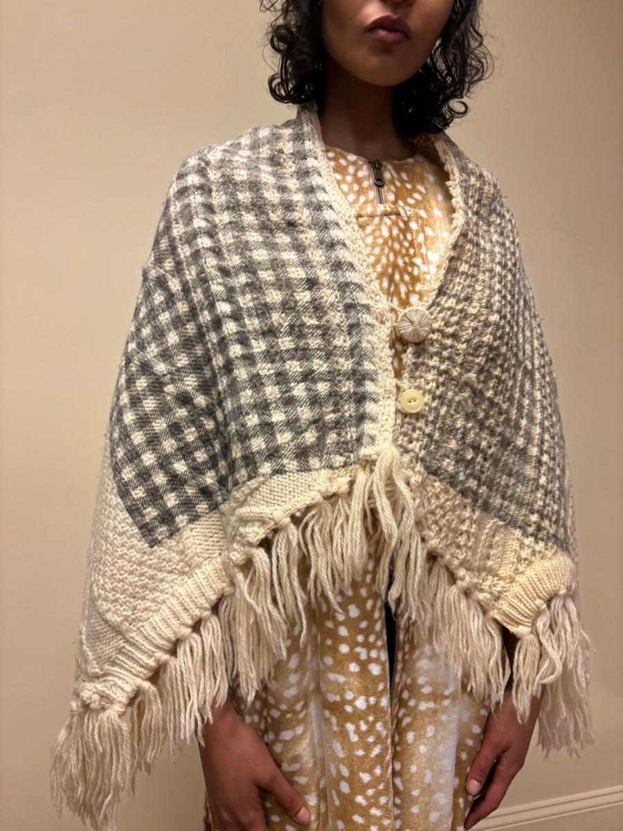 Keisuke Kanda Knit Shawl with Gingham Overprint  product image