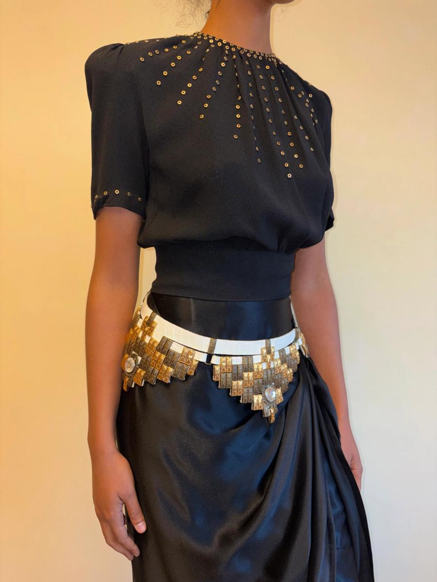 1980s French Studded Geometric Belt  product image