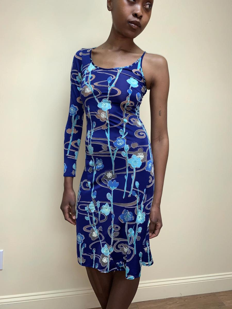 90s Jean Colonna Asymmetrical Burnout Dress product image