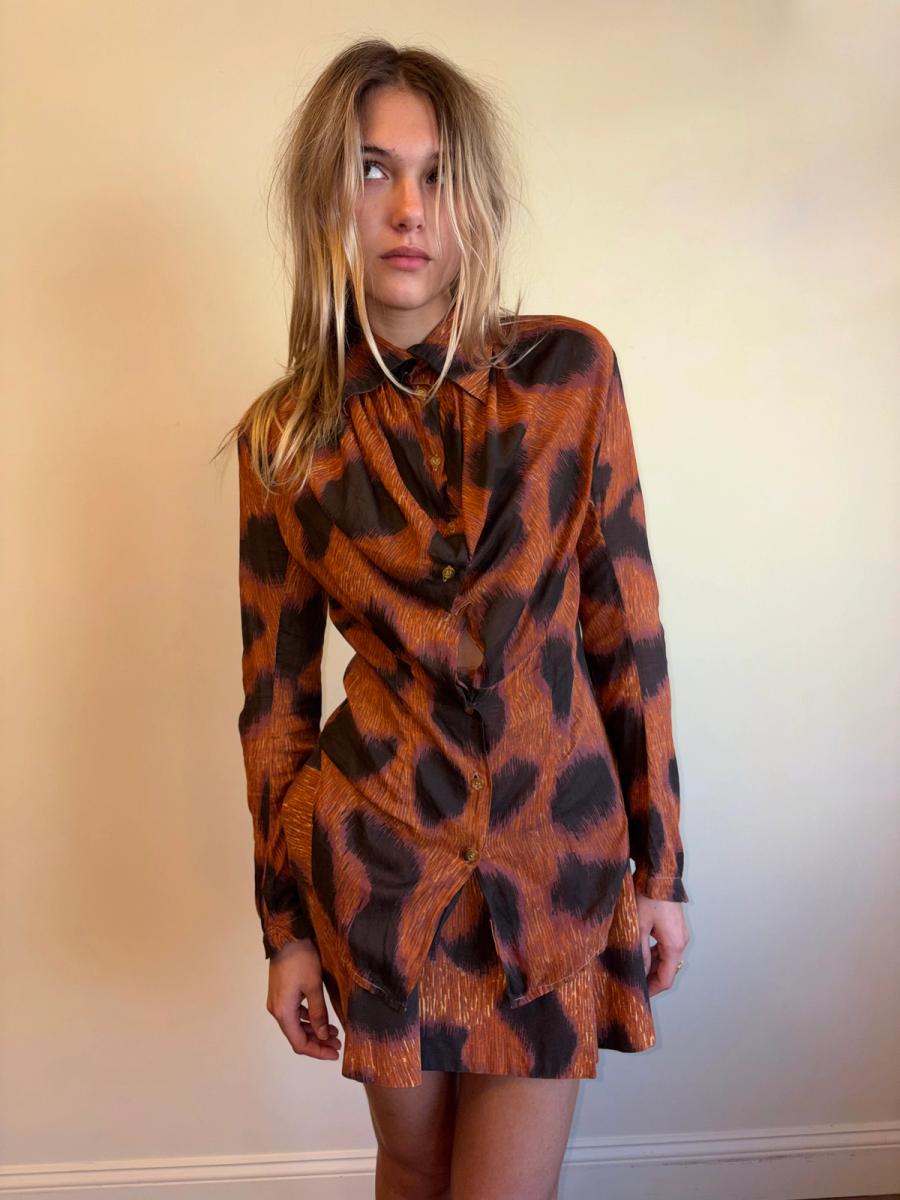 1994 Vivienne Westwood Café Society Voile Leopard Button Up  product image