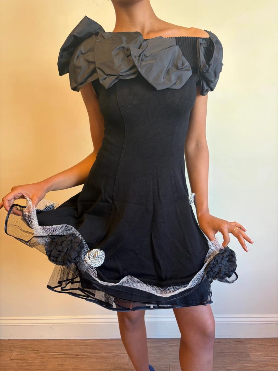 80s Atsuki Onishi Knit Dress with Crinoline and Brooches product image