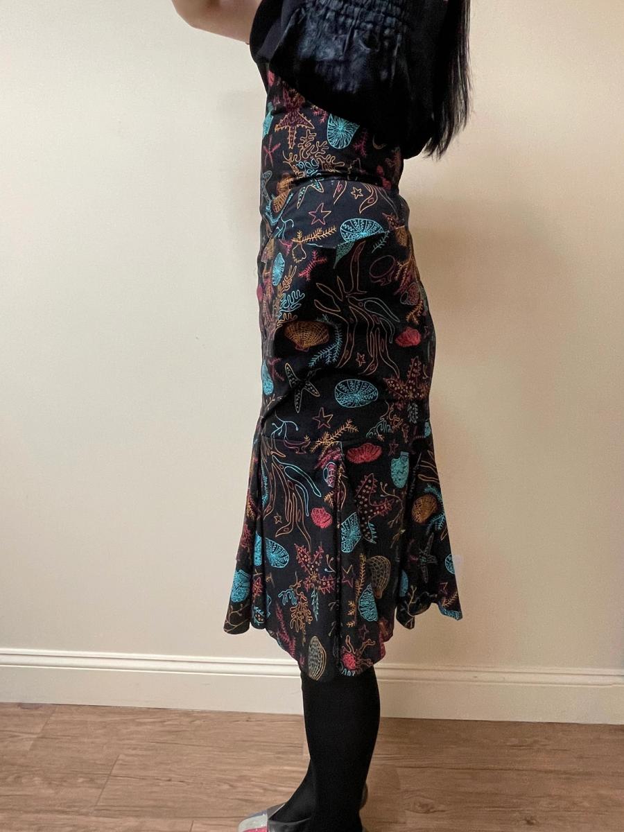 80s Norma Kamali Ultra Hi-Waist Sea Print Skirt product image