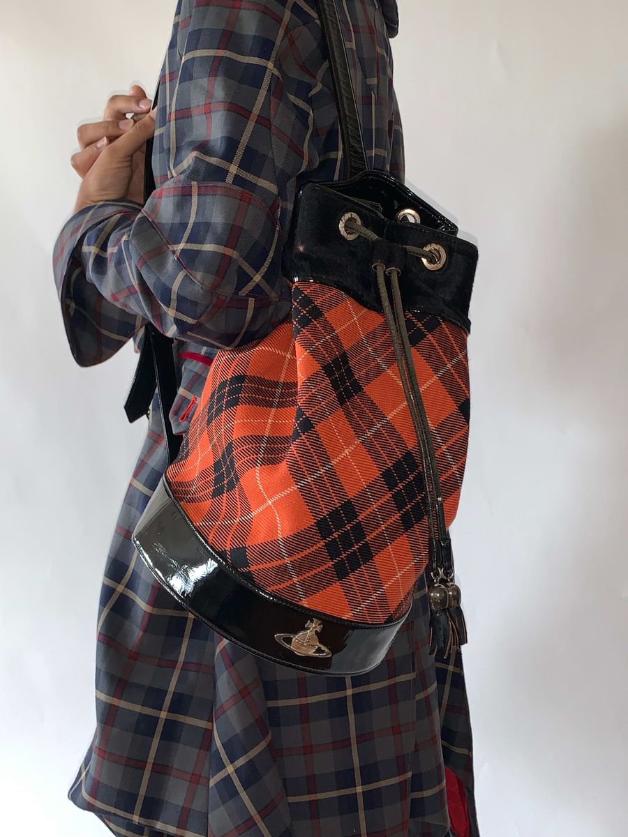 90s Vivienne Westwood Tartan Barrel Bag product image