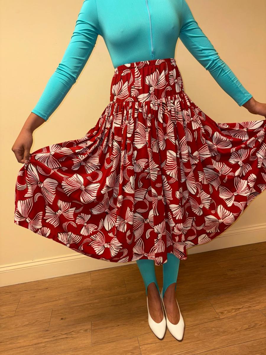 80s Norma Kamali Red Bow Skirt product image