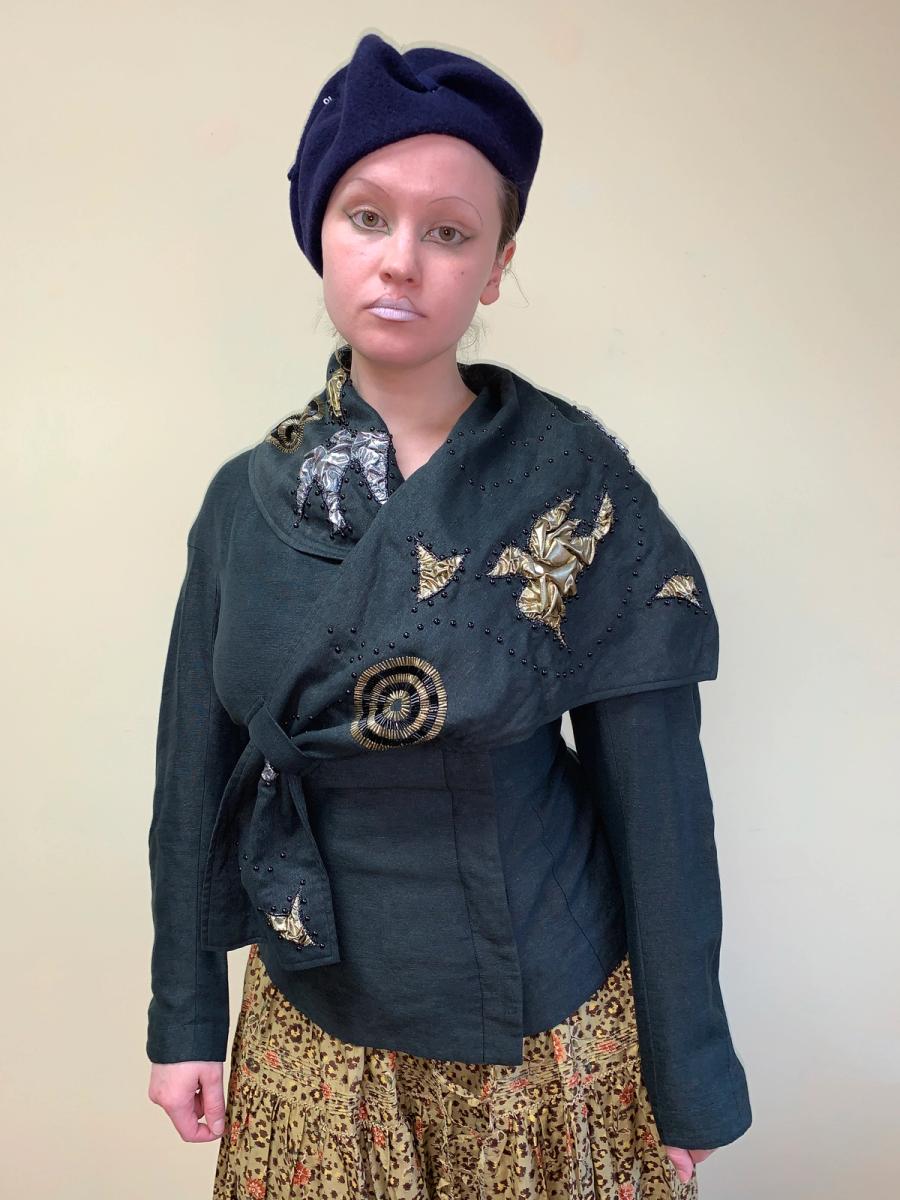 Kansai Yamamoto Asymmetrical Jacket with Bird Embellishment product image