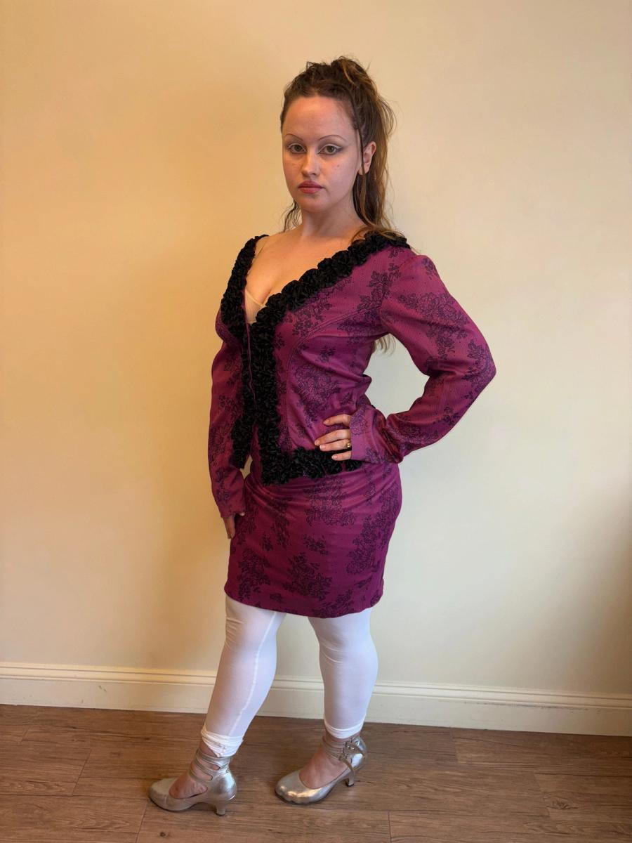 Vintage Chantal Thomass Hot Pink Lace Print Suit product image