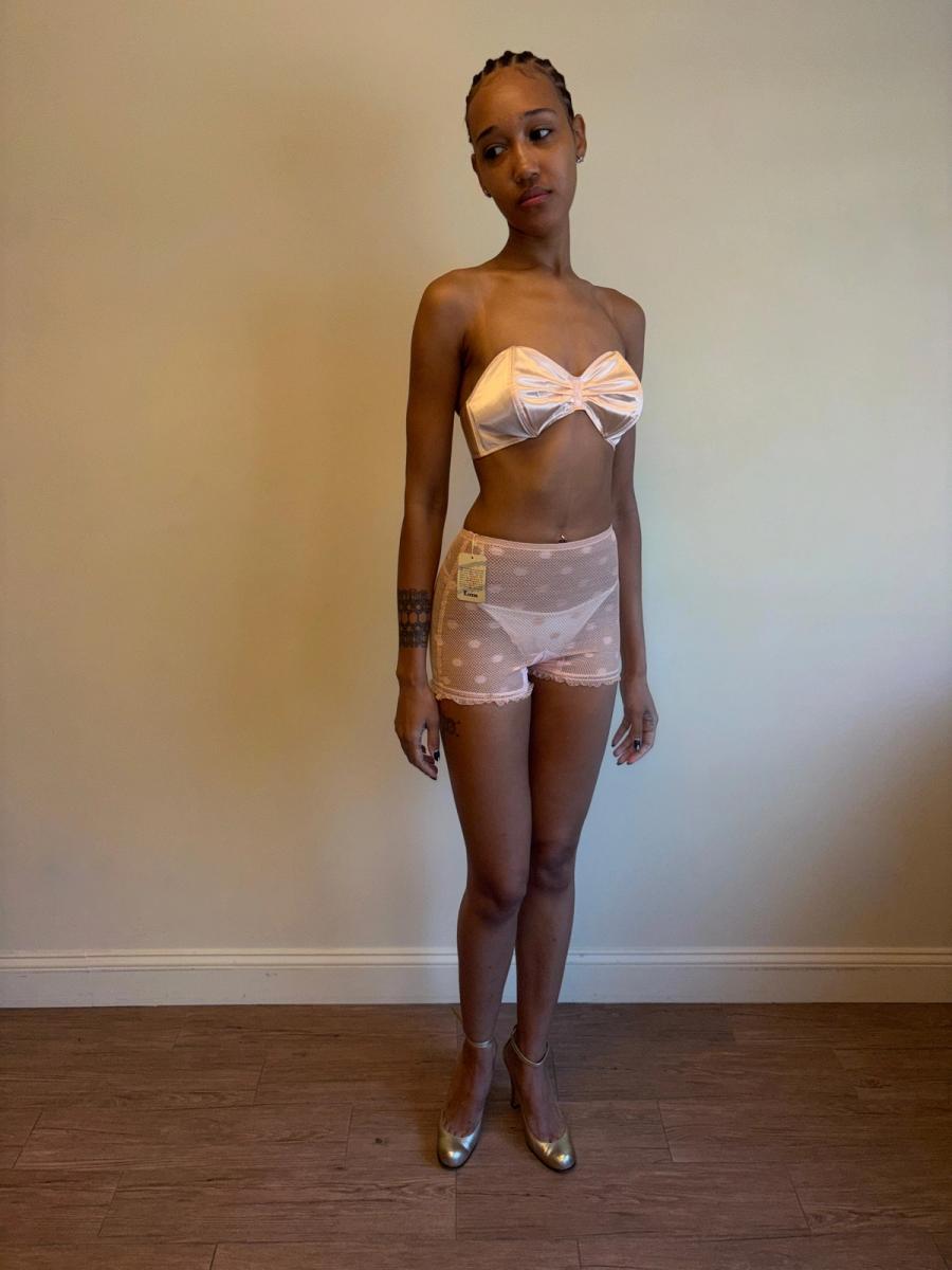 40s French Pink Satin Bra product image
