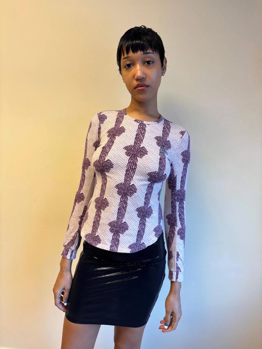 90s Vivienne Westwood Purple Ribbon Print Top product image