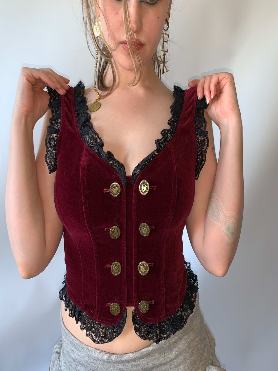 Chantal Thomass Red Velvet Bustier product image