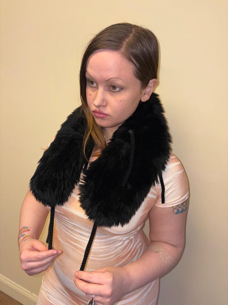 Issey Miyake Faux Fur Black Scarf product image