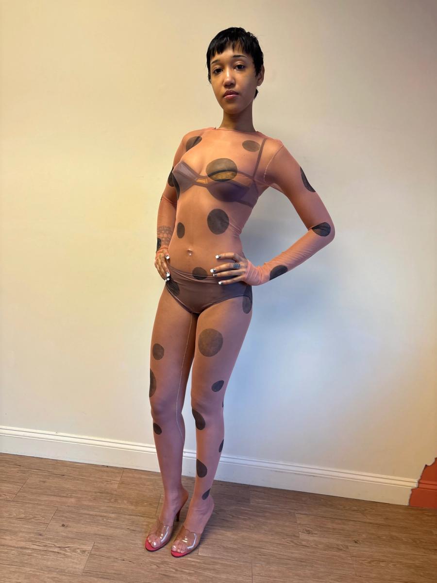 Polka Dot Illusion Net Bodysuit  product image
