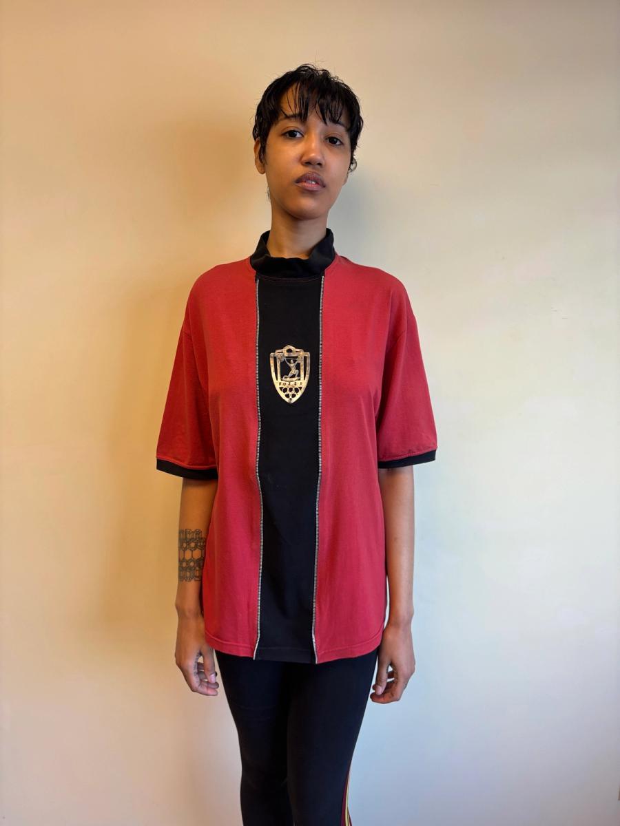 80s Gaultier by Fuzzi Metal Weightlifting Plaque Top  product image