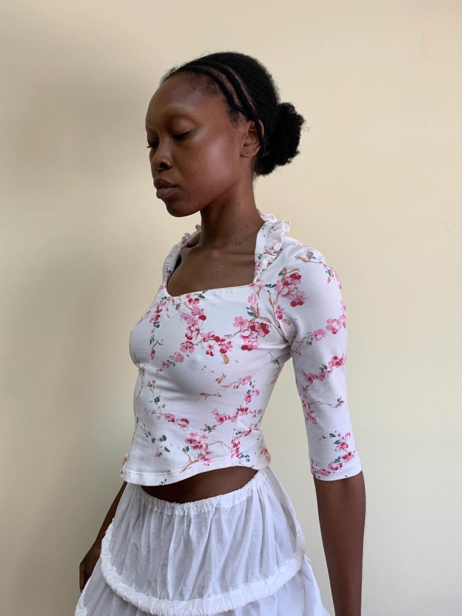 90s Vivienne Westwood Ruffle Cherry Blossom Top product image