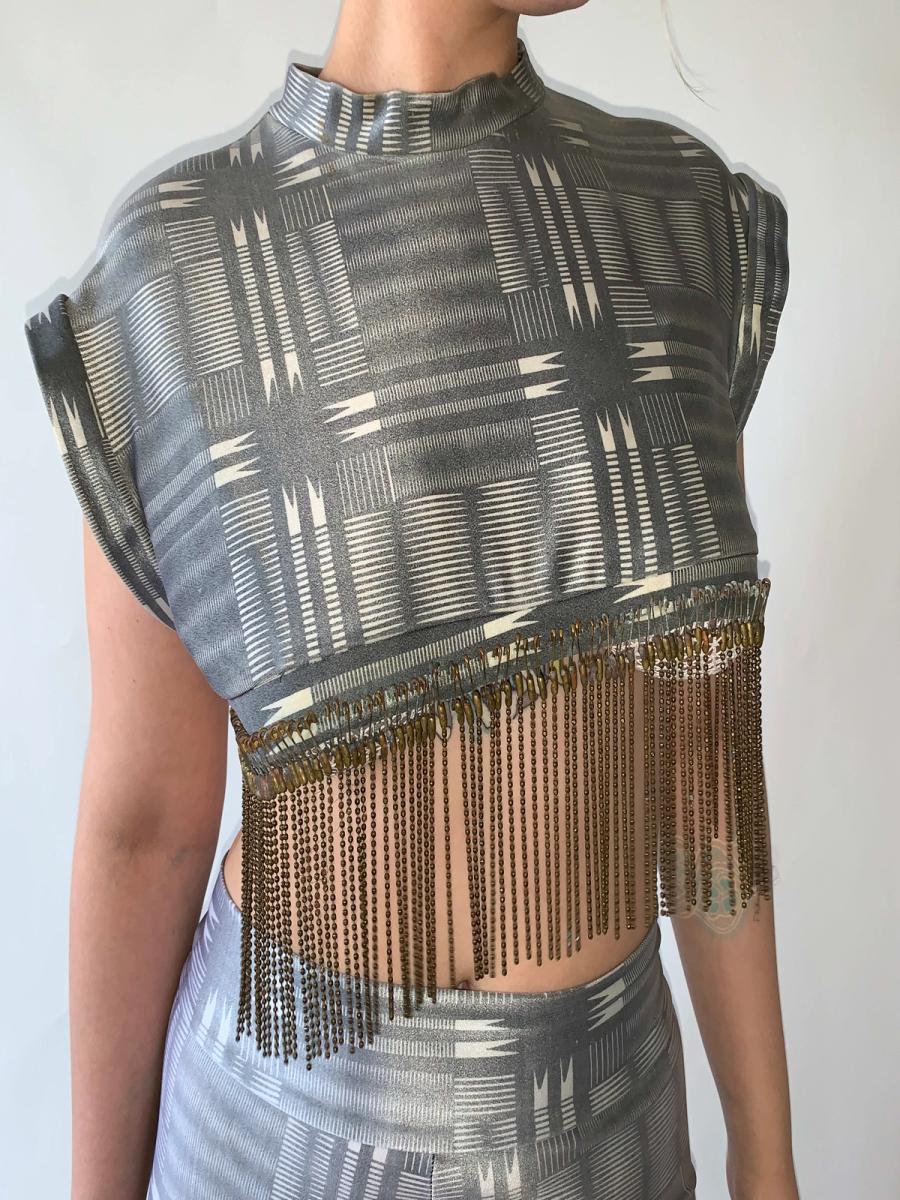 1980s BodyMap Safety Pin Spandex Set product image