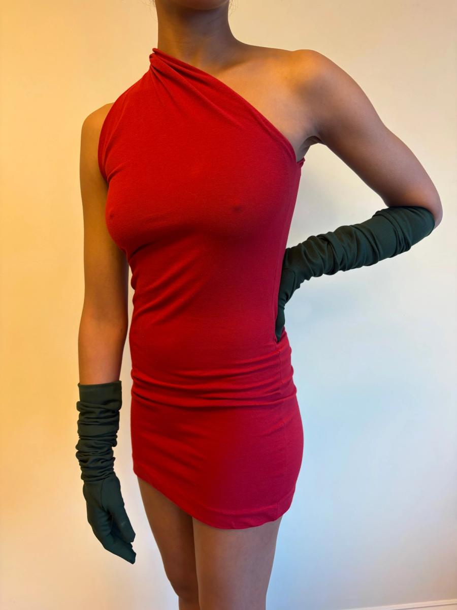 90s Romeo Gigli Red Asymmetrical Dress product image