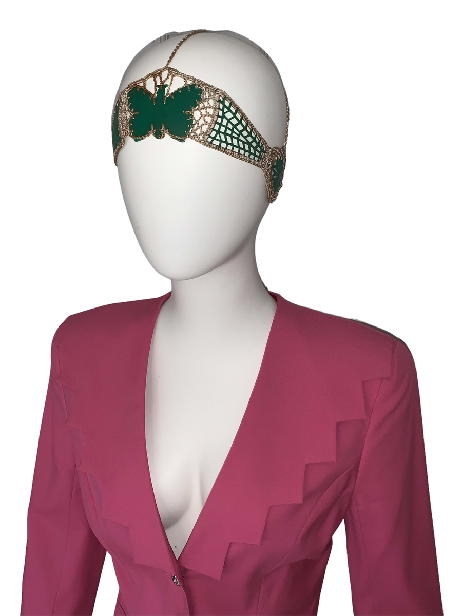 1920s French Celluloid Macrame Butterfly Headdress product image