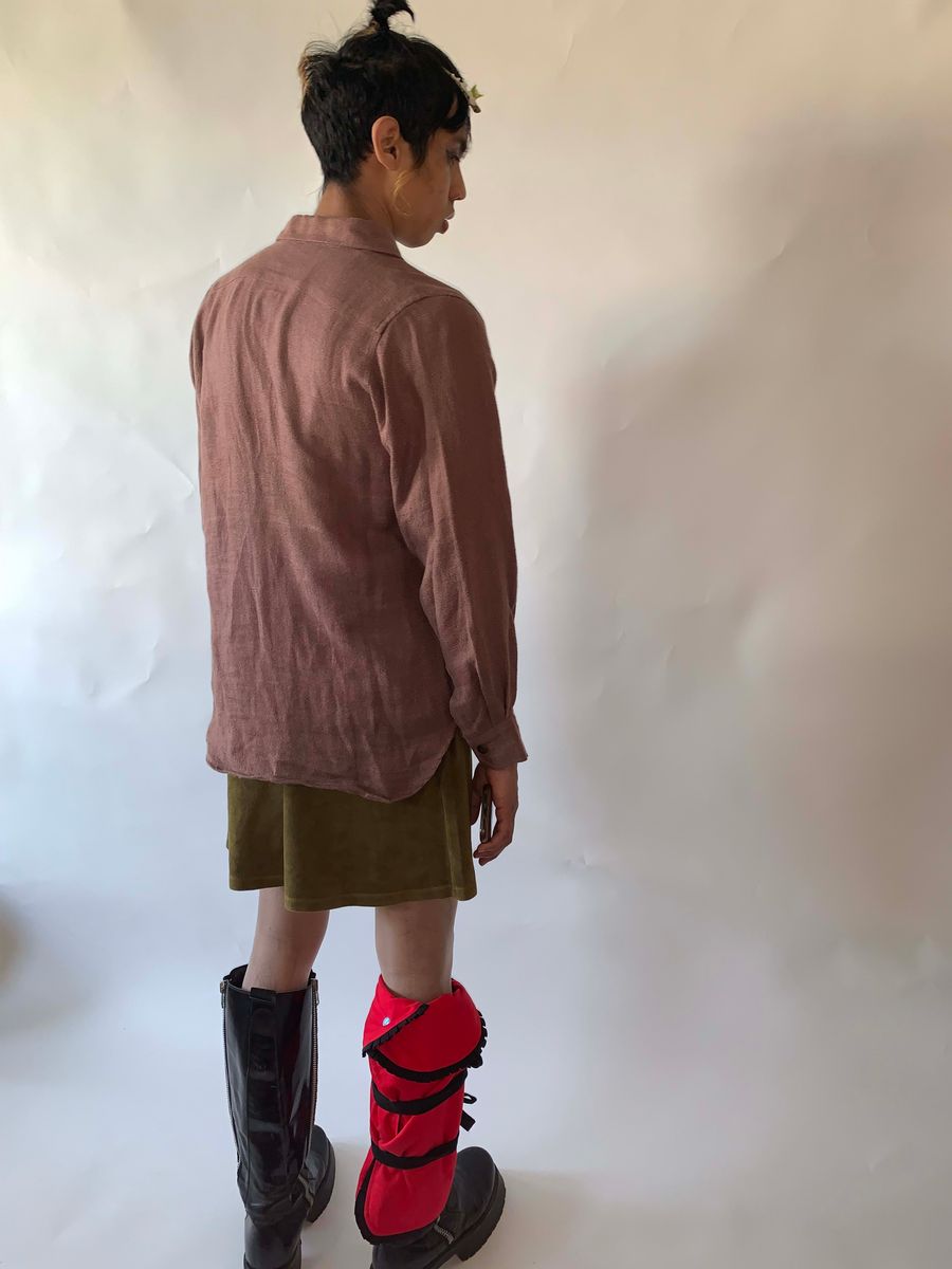 Beauty: Beast Digital Text Linen Button Down product image