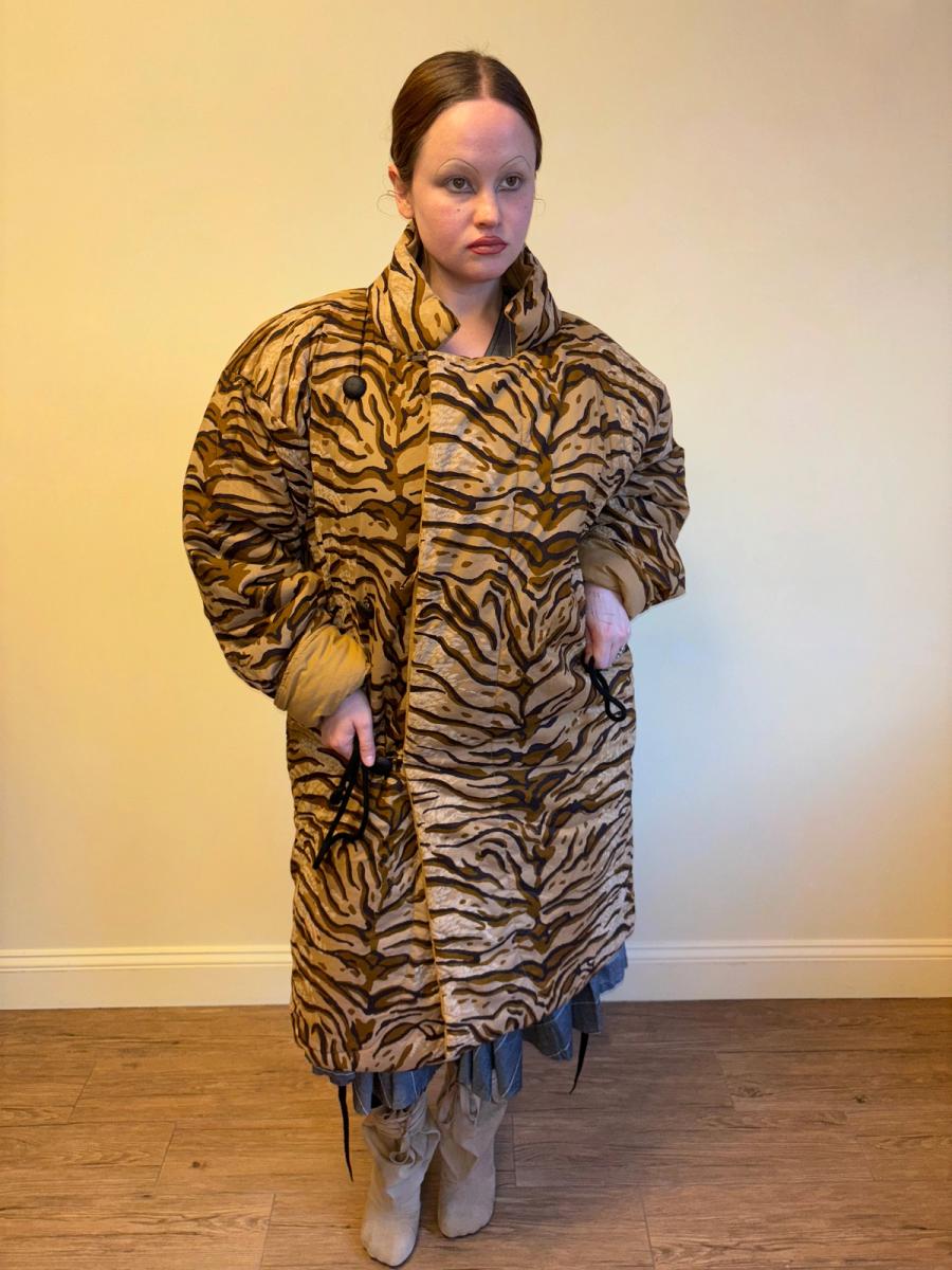 90s Norma Kamali Tiger Print Sleeping Bag Coat product image