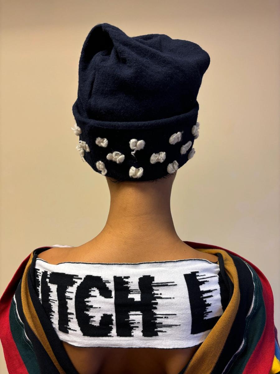 Vivienne Westwood Cocotte Navy Tufted Knit Hat product image